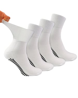 4 Pack Short Bamboo Diabetic Socks With Grips for Men and Women