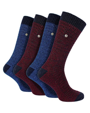 4 Pack Mens Cotton Dress Socks | Spirit Square Knit Socks