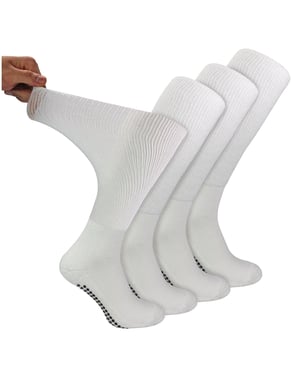 4 Pack Long Bamboo Diabetic Socks With Grips for Men and Women