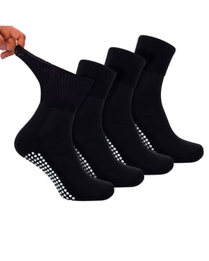4 Pack Short Bamboo Diabetic Socks With Grips for Men and Women
