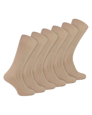 Mens Plain Coloured Cotton Rich Ribbed Dress Socks