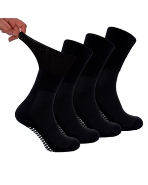 4 Pack Bamboo Diabetic Socks With Grips for Men and Women