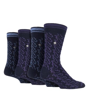 4 Pack Mens Cotton Dress Socks | Spirit Square Knit Socks