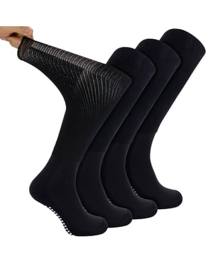 4 Pack Long Bamboo Diabetic Socks With Grips for Men and Women