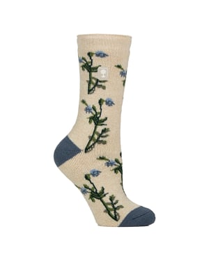 Termosockor för kvinnor | Tunna blommönstrade fleecesockor