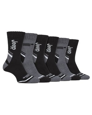 Mens 6 Pack Walking Boot Socks | Polyester Outdoor Socks for Hiking