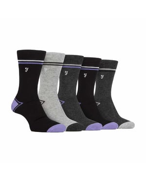 5 Pack Mens Bamboo Bright Striped Patterned Socks