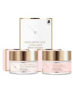 EGF Cell Effect Day Moisturiser 50ml+EGF Cell Effect Night Moisturiser 50ml + Hyaluronsyra- och kollagenmask - 3 ark