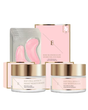 EGF Cell Effect Day Moistruseir + EGF Cell Effect Night Moisturier + Rose Blossom eye pads