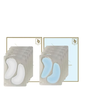 HYALURONSYRA + KOLLAGEN HYDROGEL ÖGONMASKER 5 X 2 + DUBBELT KOLLAGEN + ROSA HYDROGEL ÖGONMASKER 5 X 2