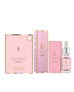 ROSA BLOMMA GLÖD ANSIKTSOLJA 30 ML + ROSA BLOMMA GLÖD HYDRO-GEL ÖGONPADS 5 X 2 + Rosa Blomma Läppglans Plump 8 ML