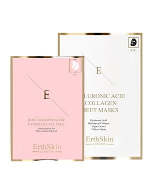 Hyaluronsyra- och kollagenmask - 3 ark + Rose Blossom Glow Hydro-Gel Eye Pads 5 X 2