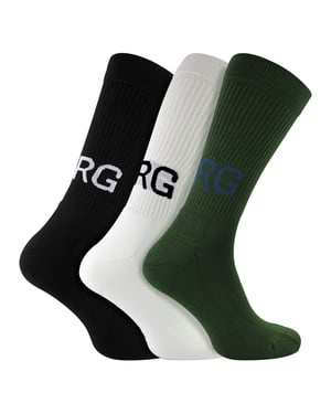 3 Pack Core Sport Ribbbed Top Crew Socks for Men