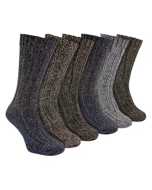 Mens 6 Pack Ribbed Alpaca Boot Socks