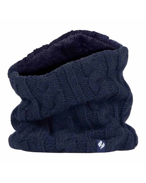 Ladies Cable Knit Winter Fleece Lined Thermal Neck Warmer