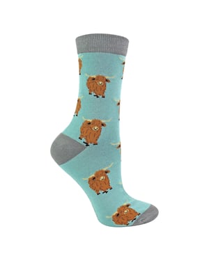 Ladies Highland Cow Socks | Womens Novelty Bamboo Gift Socks For Cow Lovers