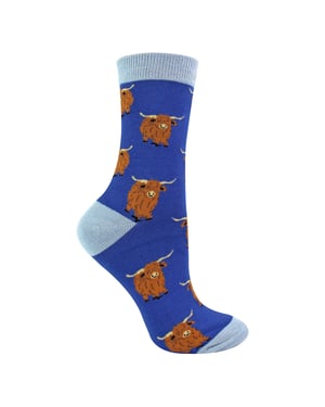 Ladies Highland Cow Socks | Womens Novelty Bamboo Gift Socks For Cow Lovers