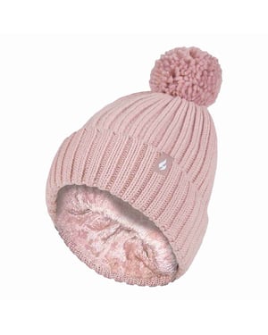 Ladies Ribbad Manschett Termisk Isolerad Vinter Pom Pom Bobble Mössa