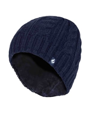 Dames Kabelgebreide 3.4 Tog Fleece gevoerde Thermische Wintermuts