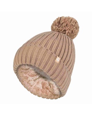 Ladies Ribbad Manschett Termisk Isolerad Vinter Pom Pom Bobble Mössa