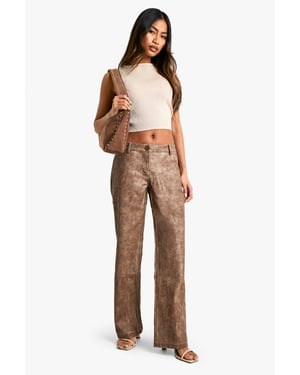 Low Rise Washed Pu Straight Leg Trouser