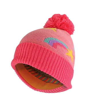 Meisjes Regenboog Muts met Pompon | Kinderen Warme Wintermuts met Pompon