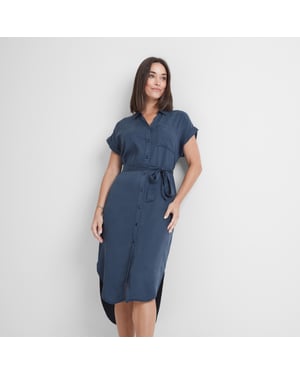 Lenira Womens Shirt Dress - Dark Denim