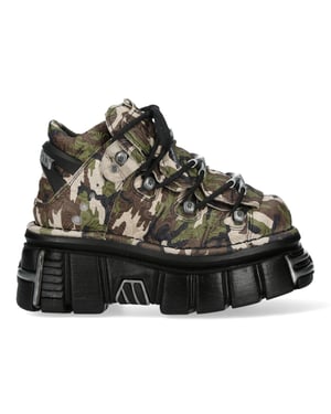 New Rock M-106-C169 Camouflage Läder Metallic Gothic ankelstövlar