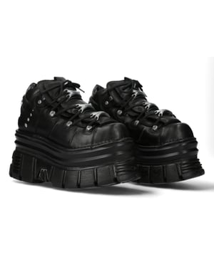 New Rock M-106-C178 Black Tower Gothic Punk Chunky Ankel Boots