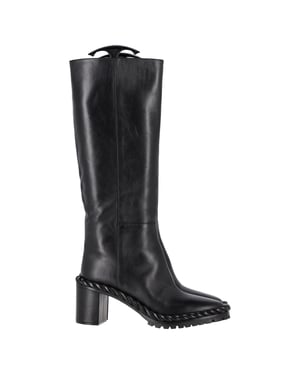 Valentino Garavani Touw Mid-Calf Blokhaklaarzen in Zwart Leer