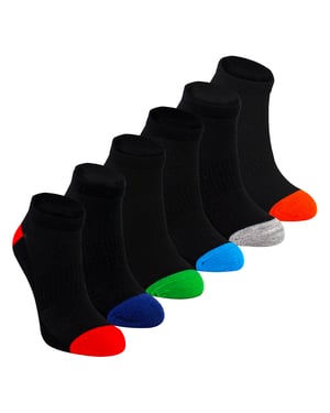 6 Pack Boys Bamboo Trainer Socks | Kids Black Low Cut Heel & Toe Socks