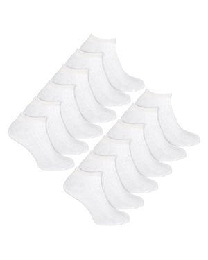 12 Pack Kids 100% Cotton Trainer Socks