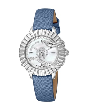Silver Dial Silver Bezel Blue Band Watch