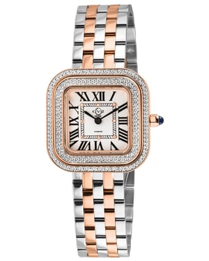 Bellagio Swiss Made Diamond Watch, Silver-White Dial, Two toned SS/IPRG Bracelet