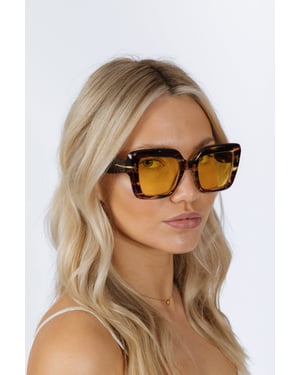 Bold Square Sunglasses in Leopard Yellow