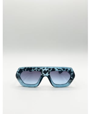 Cross-Border Flat Sunglasses in Blue Leopard