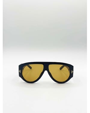 Oversized Rounded Sunglasses Black Brown