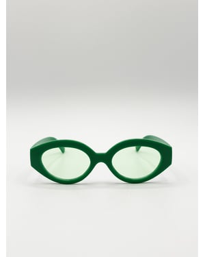 Retro Small Oval Sunglasses Green