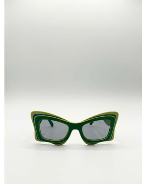 Bold Butterfly Cat-Eye Sunglasses Green Lime
