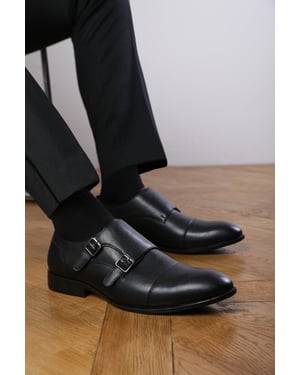 Wheres That From Mens 'Nick' Formal Keith Buckle Twin Monk Shoes