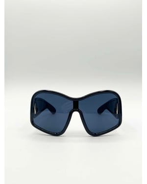 Square Oversized Mask Sunglasses in Black