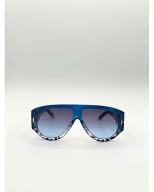 Oversized Rounded Sunglasses Blue Black