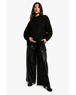 Maternity Elasticated Waist Pu Wide Leg Jogger
