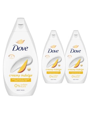 Dove Body Wash Creamy Indulge Moisturising Shower Gel 450ml, 3 Pack