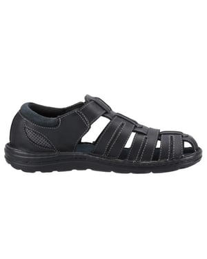 Hush Puppies Mens Albert Fisherman Leather Sandals (Black)