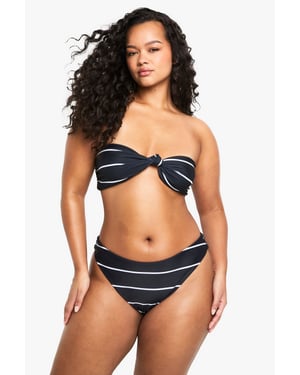 Plus Swimwear Essentials High Waist Stripe Brief