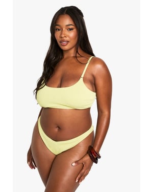 Plus Swimwear Essentials Crinkle V Front Bikini Bottoms