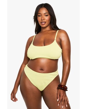 Plus Swimwear Essentials Crinkle High Waist Bikini Bottoms