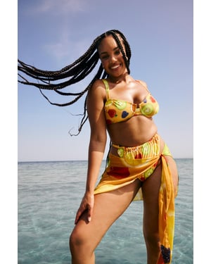 Plus Fruit Print High Side Bikini Breif