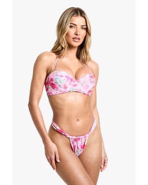 Floral Print Underwired Bikini Top & Tanga Bikini Bottoms Set